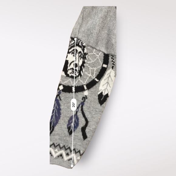 Yari Artesanias Hooded Cardigan Sweater Full Zip Large Gray Dream Catcher - Picture 6 of 7